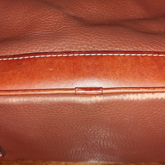 DOONEY & BOURKE ALL WEATHER LEATHER ZIP ZIP SATCHEL 2 HANDLE CROSSBODY AMBER - Picture 7 of 15